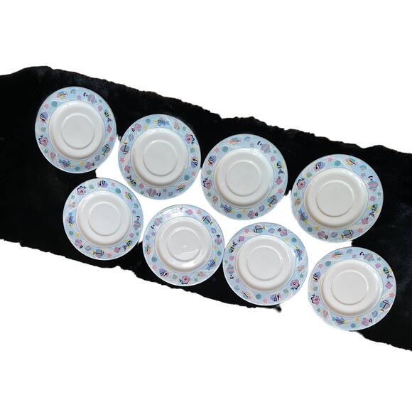 1990's Vitromaster Sea Side pattern, saucers, set of 7 plus 1 free, 8 total - Picture 1 of 5